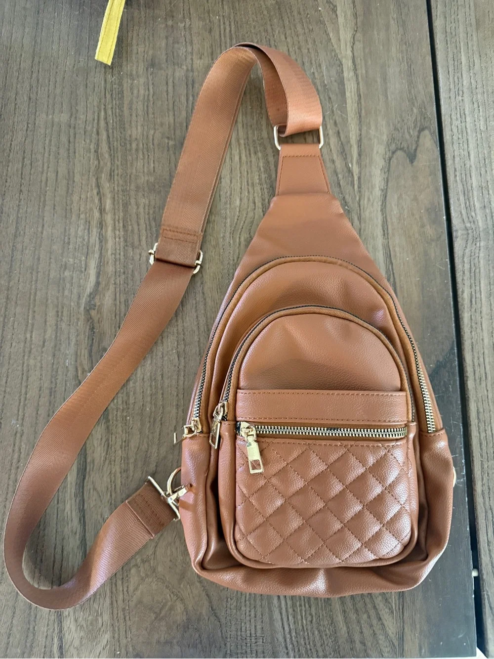 Women's Quilted Sling Crossbody Bag - Brown